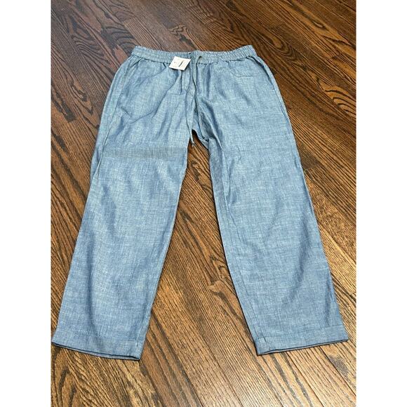 NWT‎ J.Crew Women's Chambray Drawstring Pocket Pull-On Tapered Leg Pants Size 4 - Picture 2 of 8